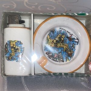 White and Gold Travel-Themed Phone Accessory Set